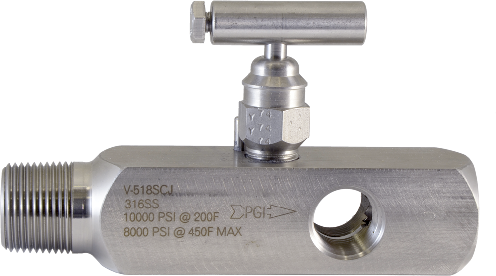 V516SCJ PGI Hard Seat MultiPort Gauge Valve, 1/2" MNPT x (3) 1/2